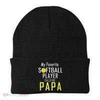 My Favorite Softball Player Calls Me Papa Father's Day Gift Beanie thumb 0