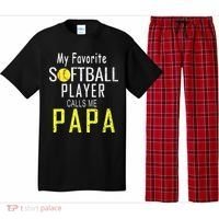 My Favorite Softball Player Calls Me Papa Father's Day Gift Pajama Set thumb 0