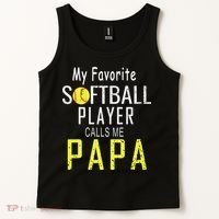 My Favorite Softball Player Calls Me Papa Father's Day Gift Tank Top thumb 2