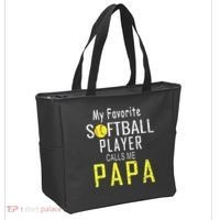 My Favorite Softball Player Calls Me Papa Father's Day Gift Tote Bag thumb 2