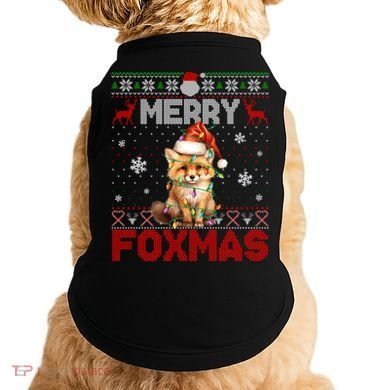 Merry Foxmas Santa Fox Lights Fox Lovers Ugly Xmas Gift Doggie Tank