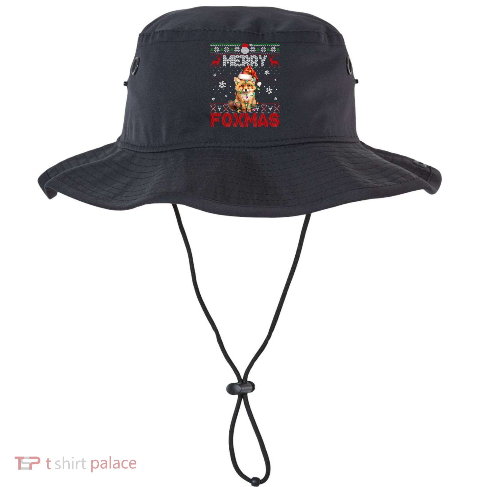 Merry Foxmas Santa Fox Lights Fox Lovers Ugly Xmas Gift Bucket Hat