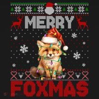 Merry Foxmas Santa Fox Lights Fox Lovers Ugly Xmas Gift Pajama Set thumb 2
