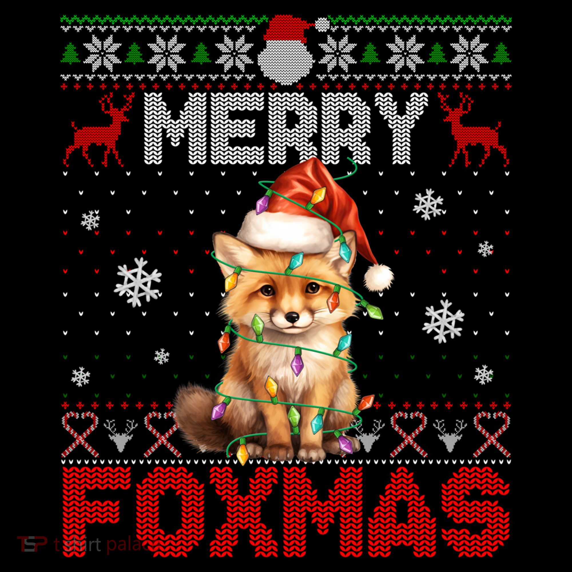 Merry Foxmas Santa Fox Lights Fox Lovers Ugly Xmas Gift Ornament
