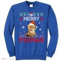 Merry Foxmas Santa Fox Lights Fox Lovers Ugly Xmas Gift Sweatshirt thumb 0