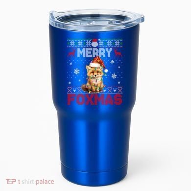 Merry Foxmas Santa Fox Lights Fox Lovers Ugly Xmas Gift Tumbler