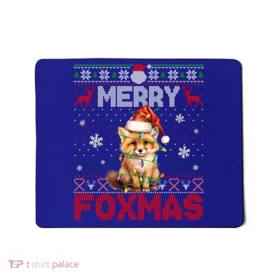 Merry Foxmas Santa Fox Lights Fox Lovers Ugly Xmas Gift Mousepad