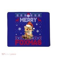 Merry Foxmas Santa Fox Lights Fox Lovers Ugly Xmas Gift Mousepad thumb 0