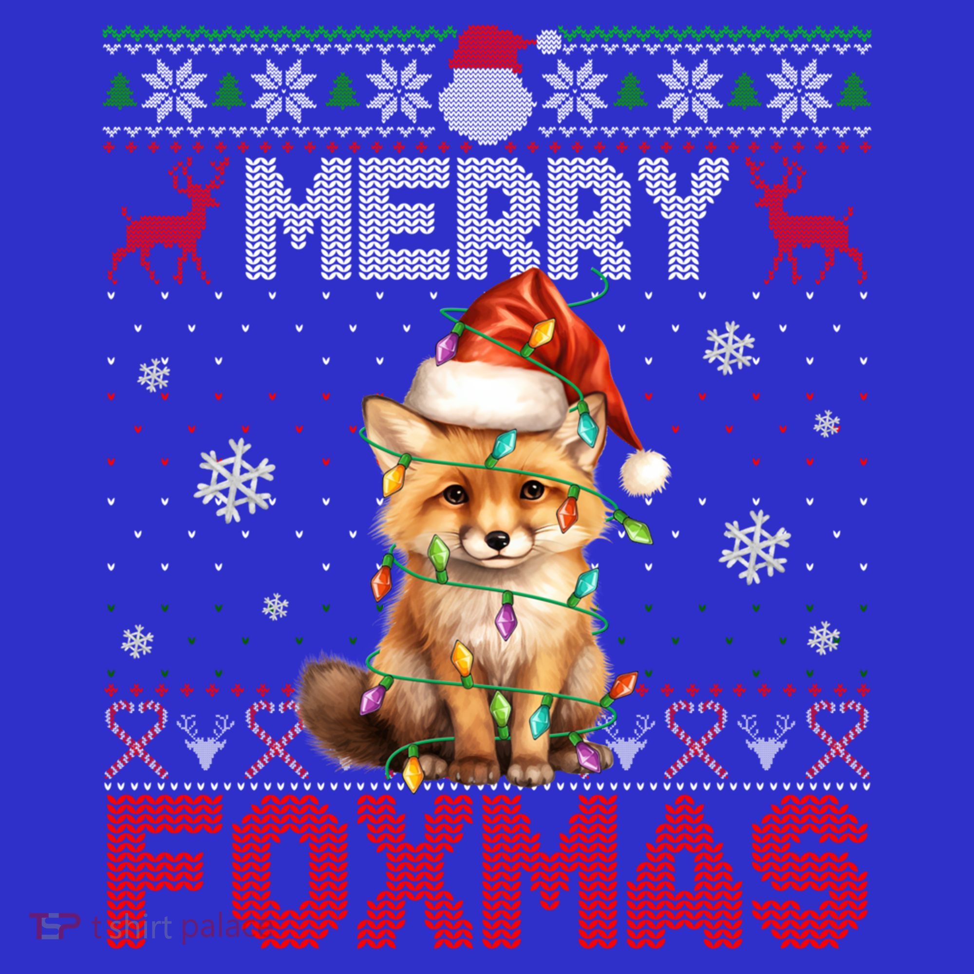 Merry Foxmas Santa Fox Lights Fox Lovers Ugly Xmas Gift Mousepad