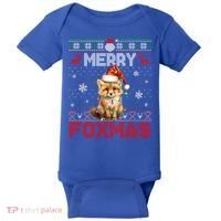 Merry Foxmas Santa Fox Lights Fox Lovers Ugly Xmas Gift Baby Bodysuit thumb 0