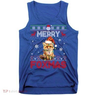 Merry Foxmas Santa Fox Lights Fox Lovers Ugly Xmas Gift Tank Top
