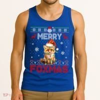 Merry Foxmas Santa Fox Lights Fox Lovers Ugly Xmas Gift Tank Top thumb 3
