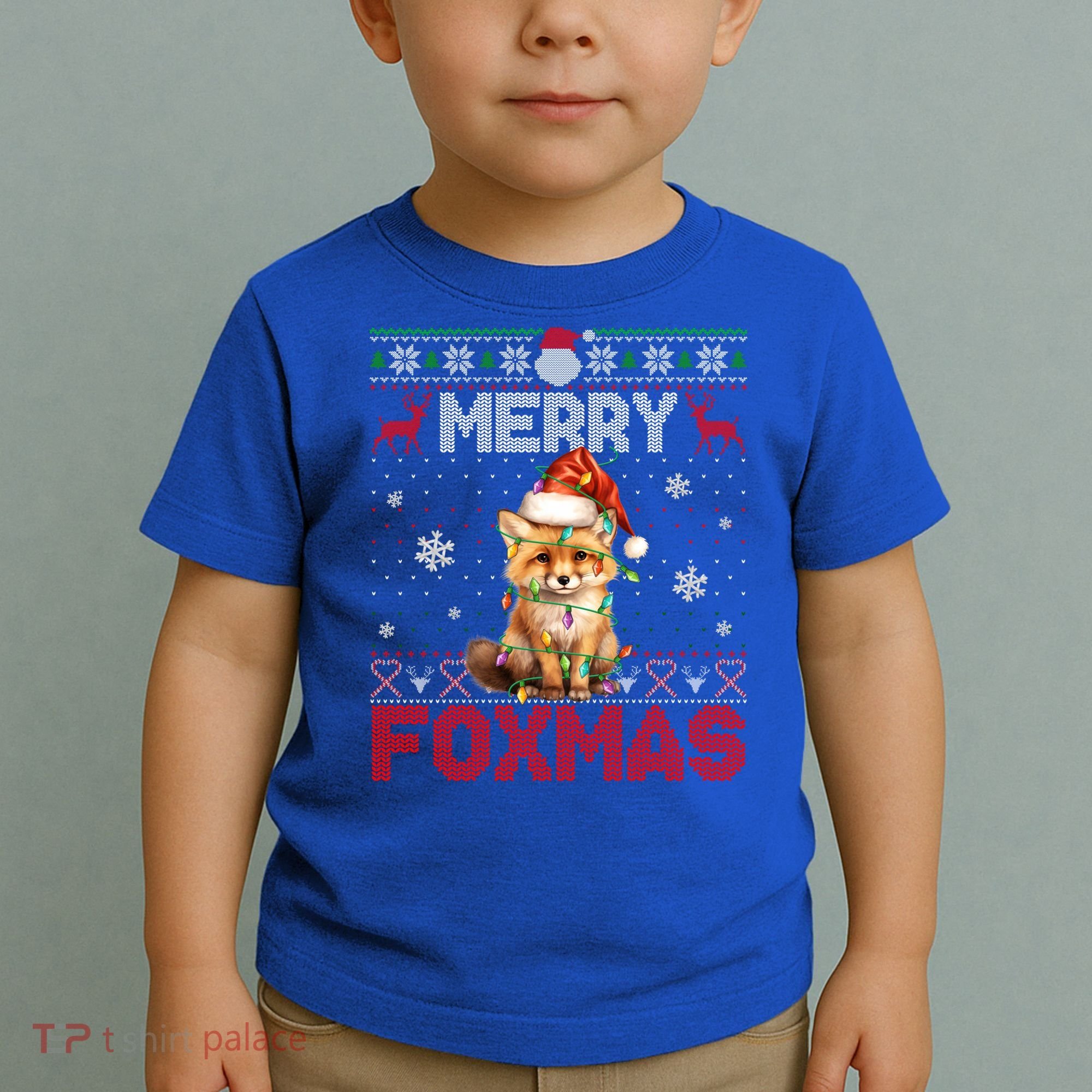 Merry Foxmas Santa Fox Lights Fox Lovers Ugly Xmas Gift Toddler T-Shirt