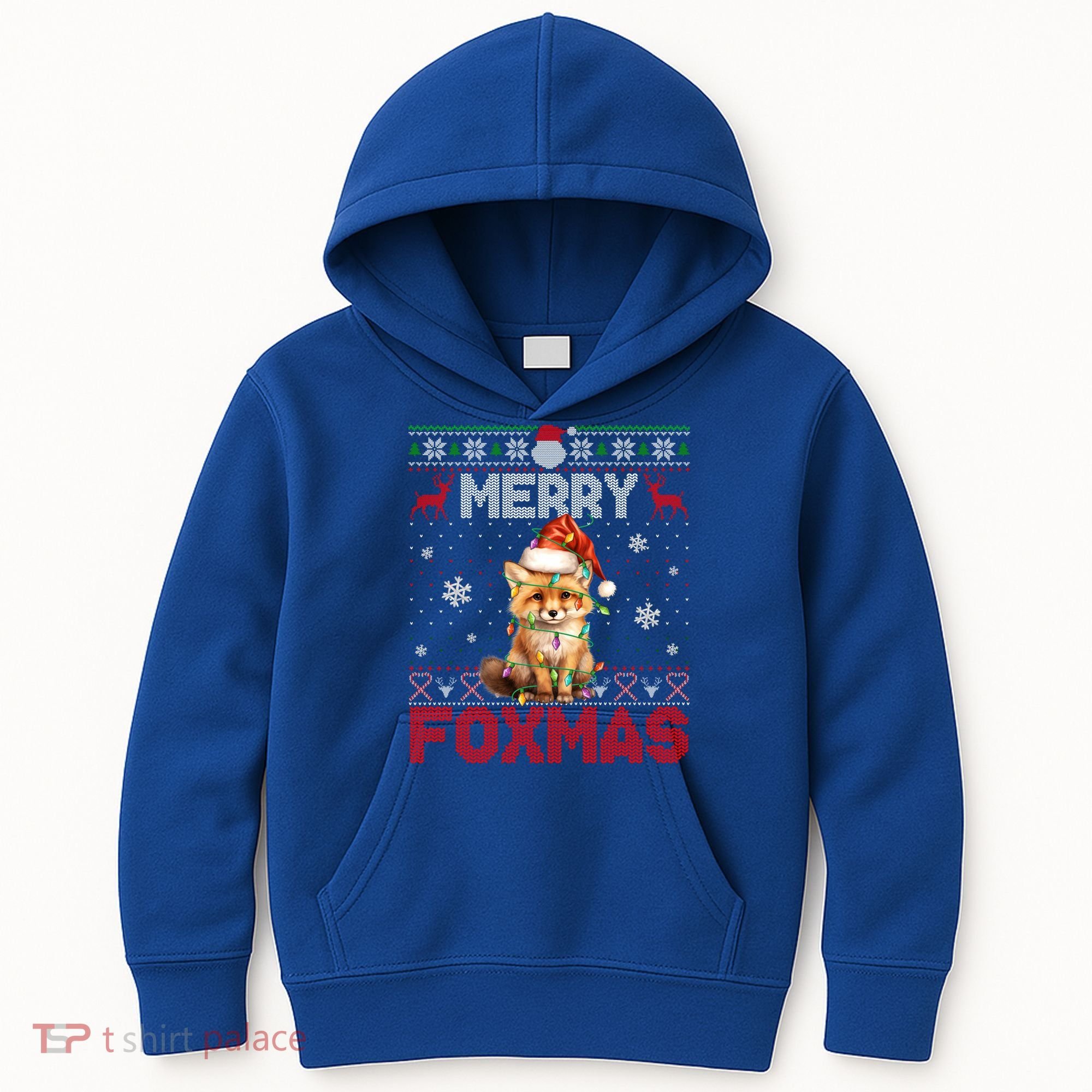 Merry Foxmas Santa Fox Lights Fox Lovers Ugly Xmas Gift Kids Hoodie