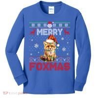 Merry Foxmas Santa Fox Lights Fox Lovers Ugly Xmas Gift Kids Long Sleeve Shirt thumb 0