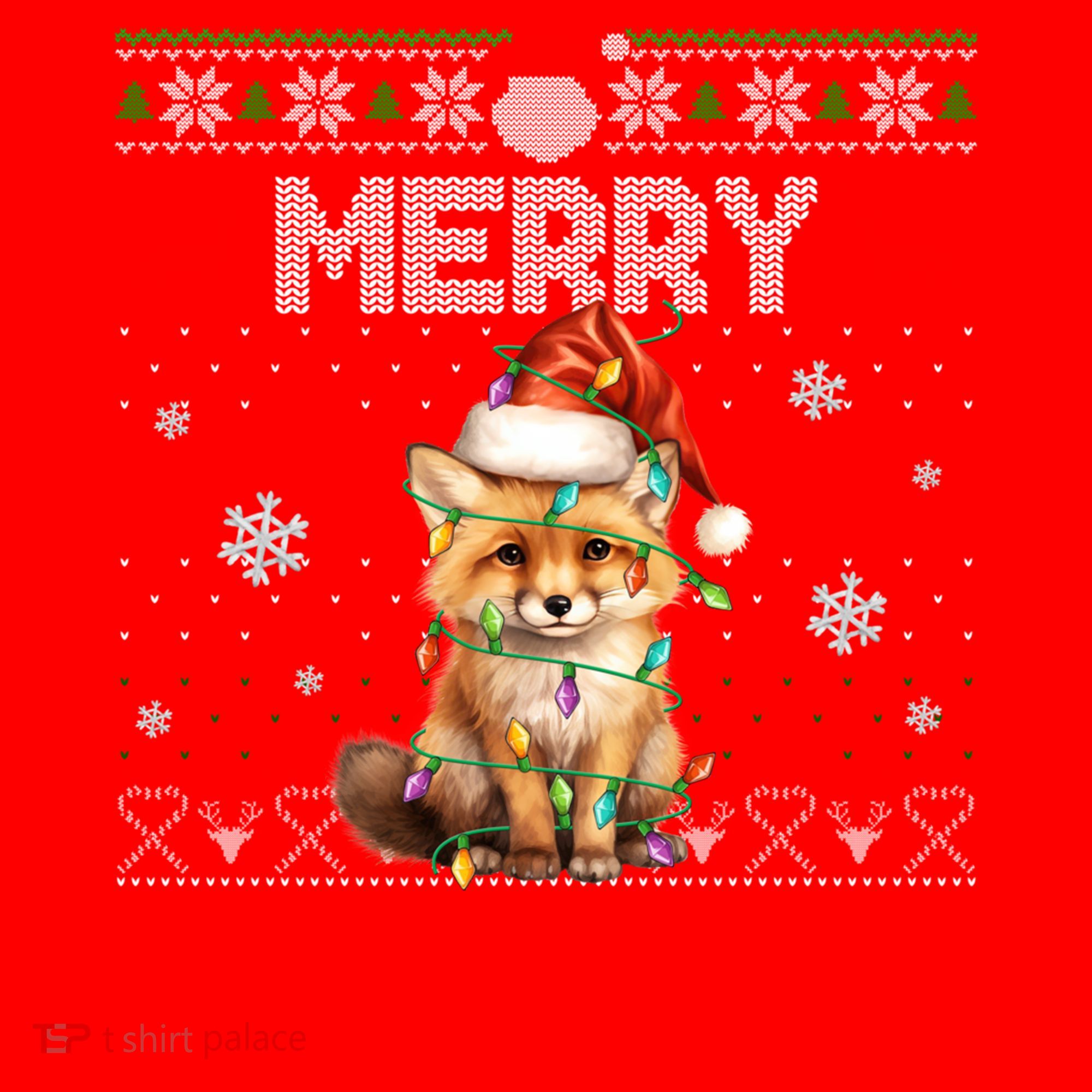 Merry Foxmas Santa Fox Lights Fox Lovers Ugly Xmas Gift Santa Hat