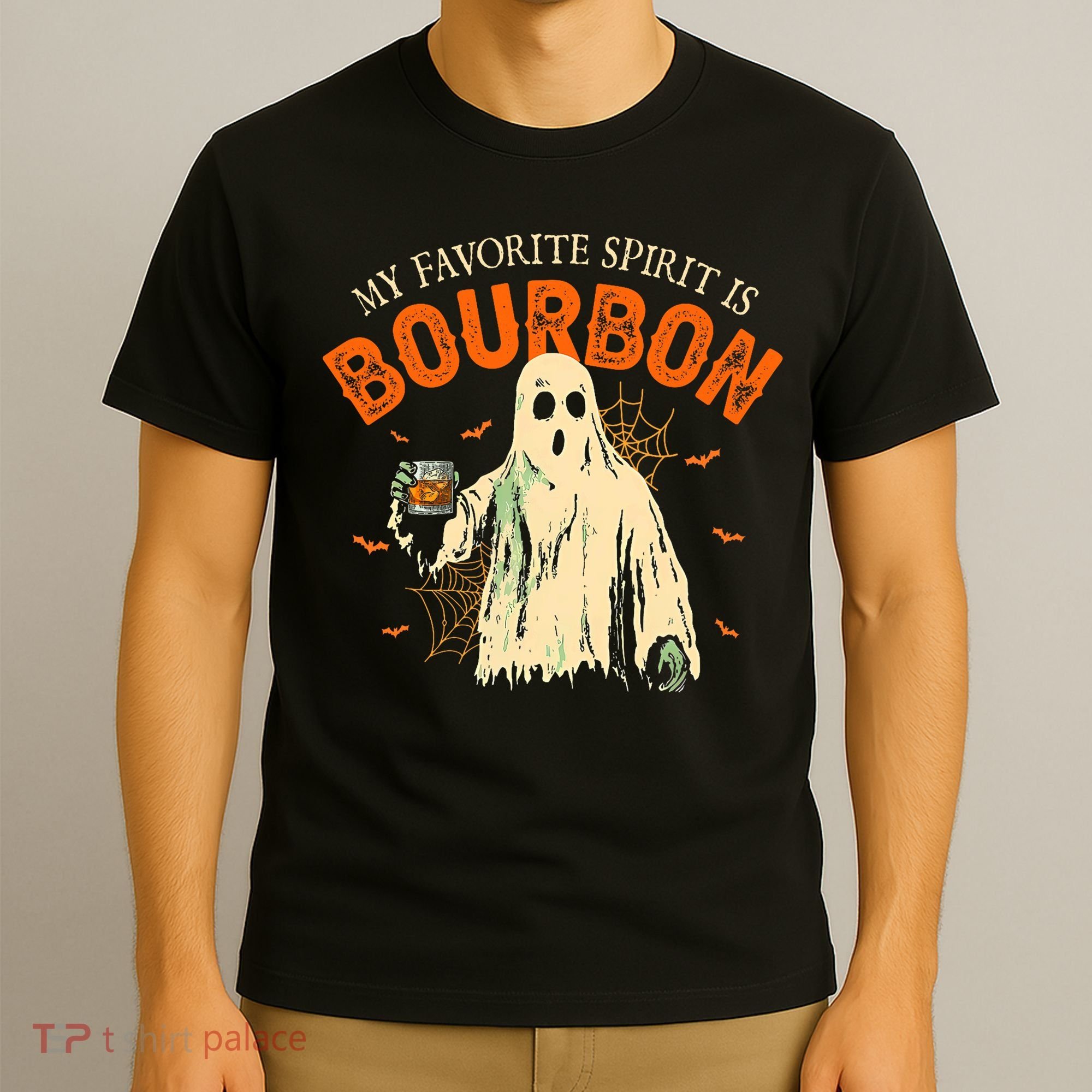 My Favorite Spirit Is Bourbon Funny Ghost Halloween Costume T-Shirt