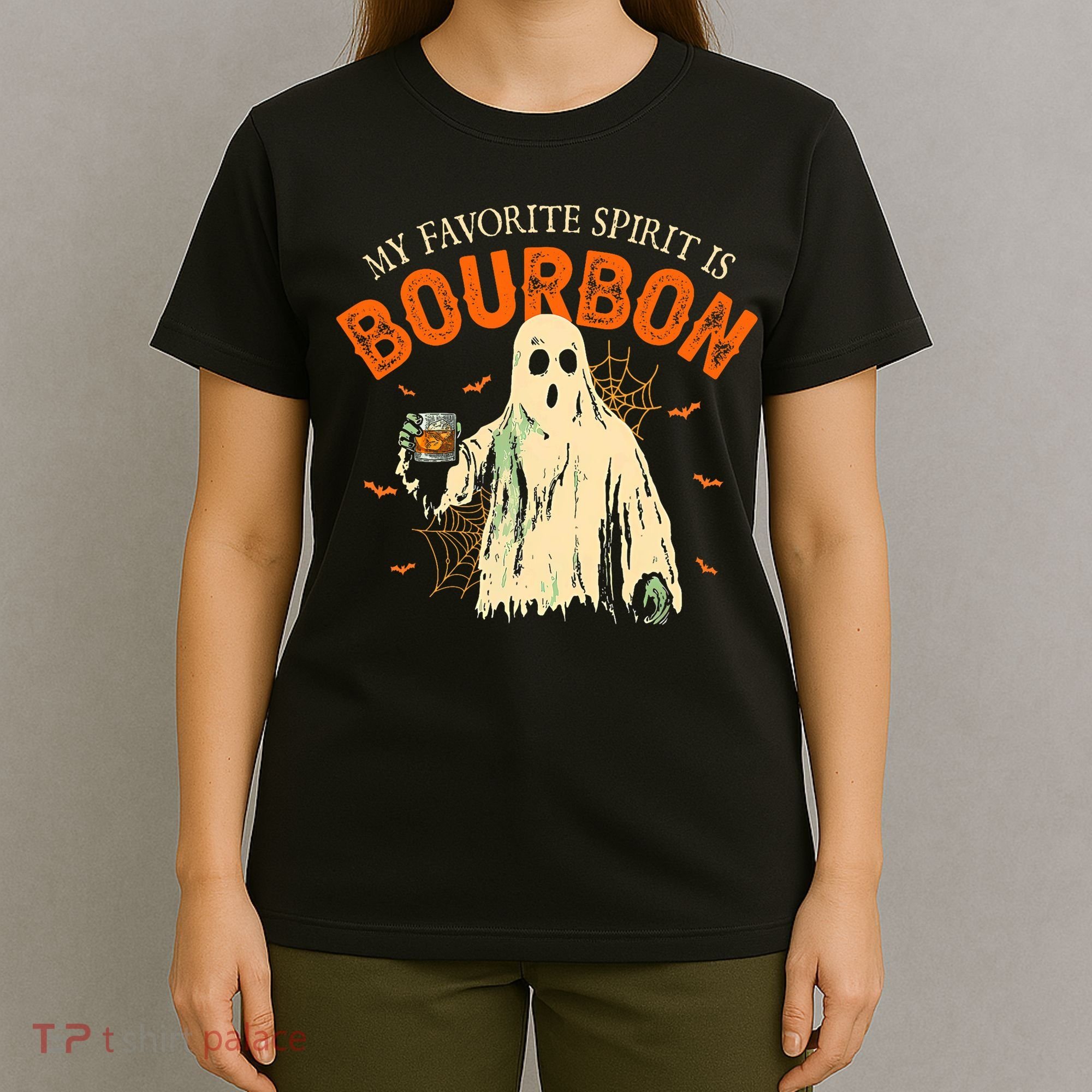 My Favorite Spirit Is Bourbon Funny Ghost Halloween Costume T-Shirt