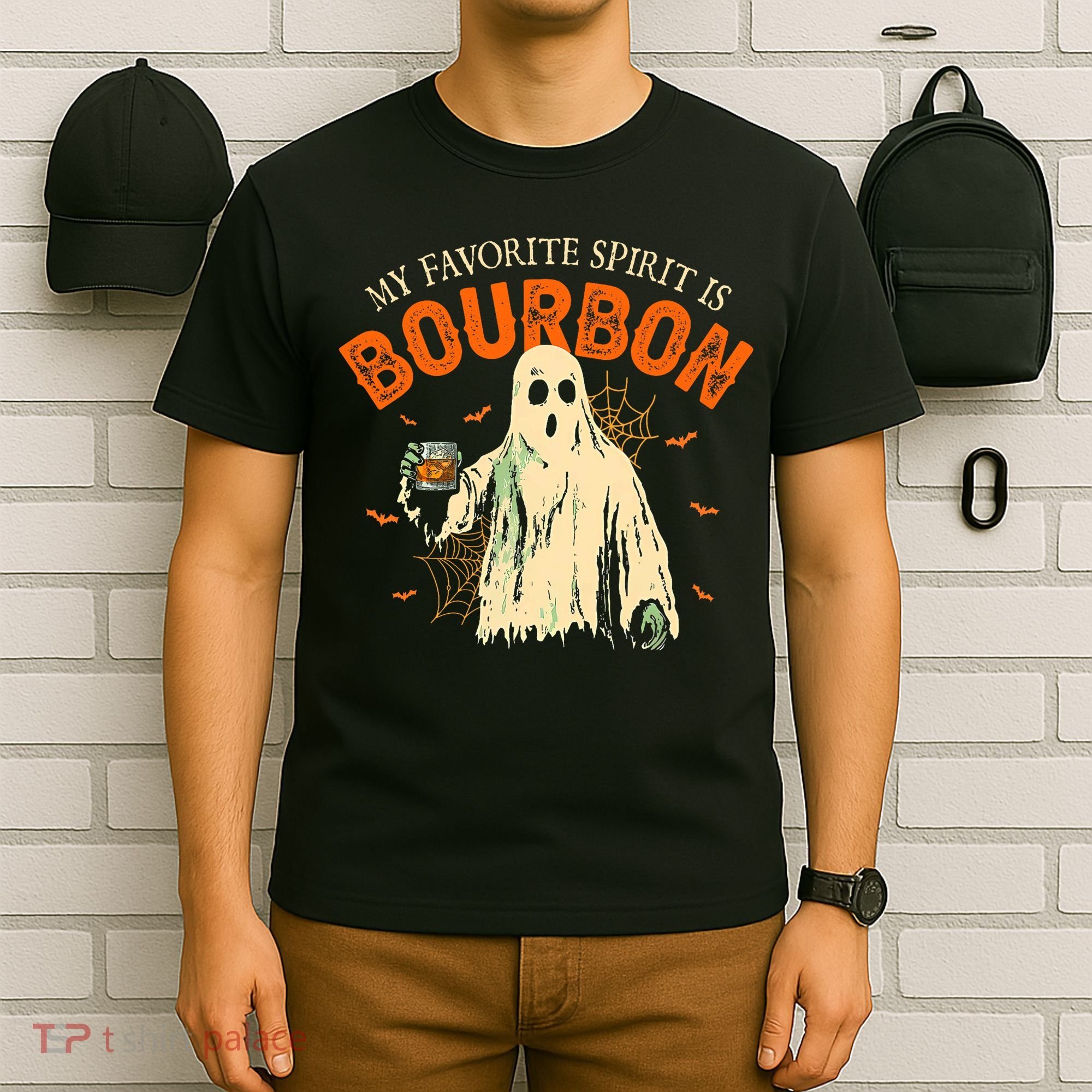 My Favorite Spirit Is Bourbon Funny Ghost Halloween Costume T-Shirt