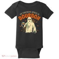 My Favorite Spirit Is Bourbon Funny Ghost Halloween Costume Baby Bodysuit thumb 0