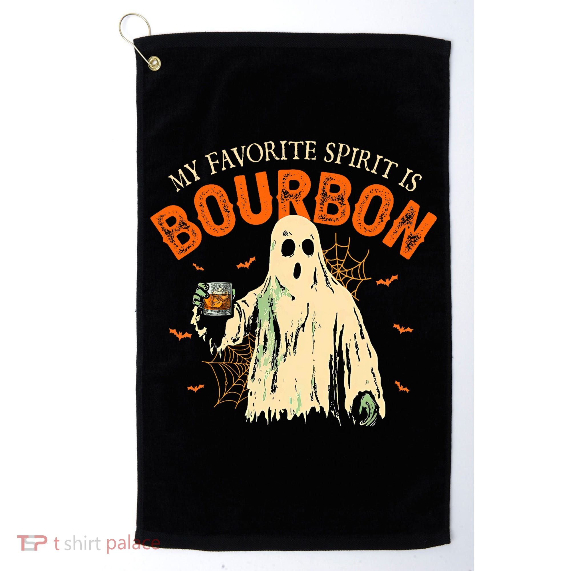 My Favorite Spirit Is Bourbon Funny Ghost Halloween Costume Golf Towel