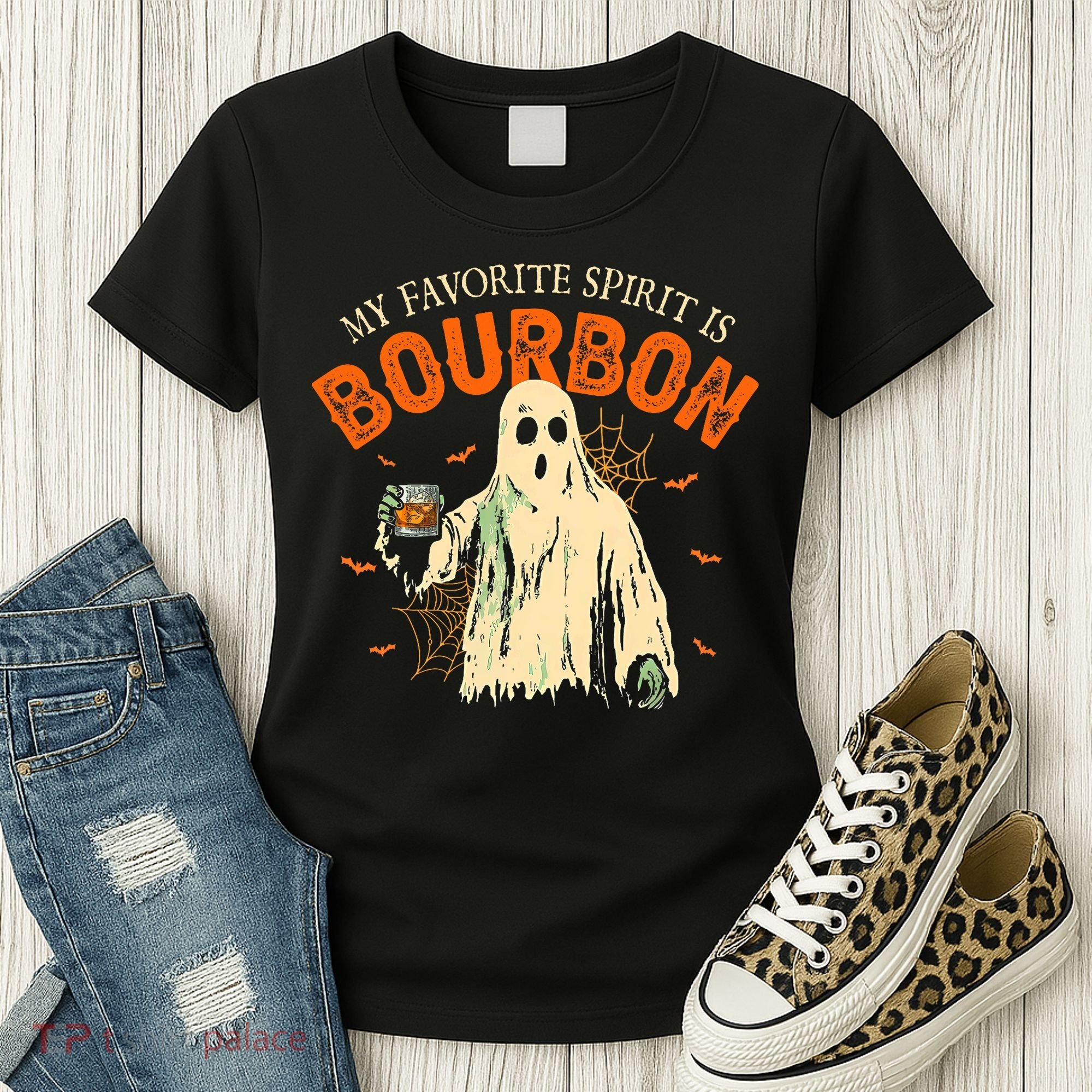 My Favorite Spirit Is Bourbon Funny Ghost Halloween Costume Women's T-Shirt