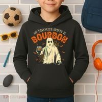 My Favorite Spirit Is Bourbon Funny Ghost Halloween Costume Kids Hoodie thumb 2