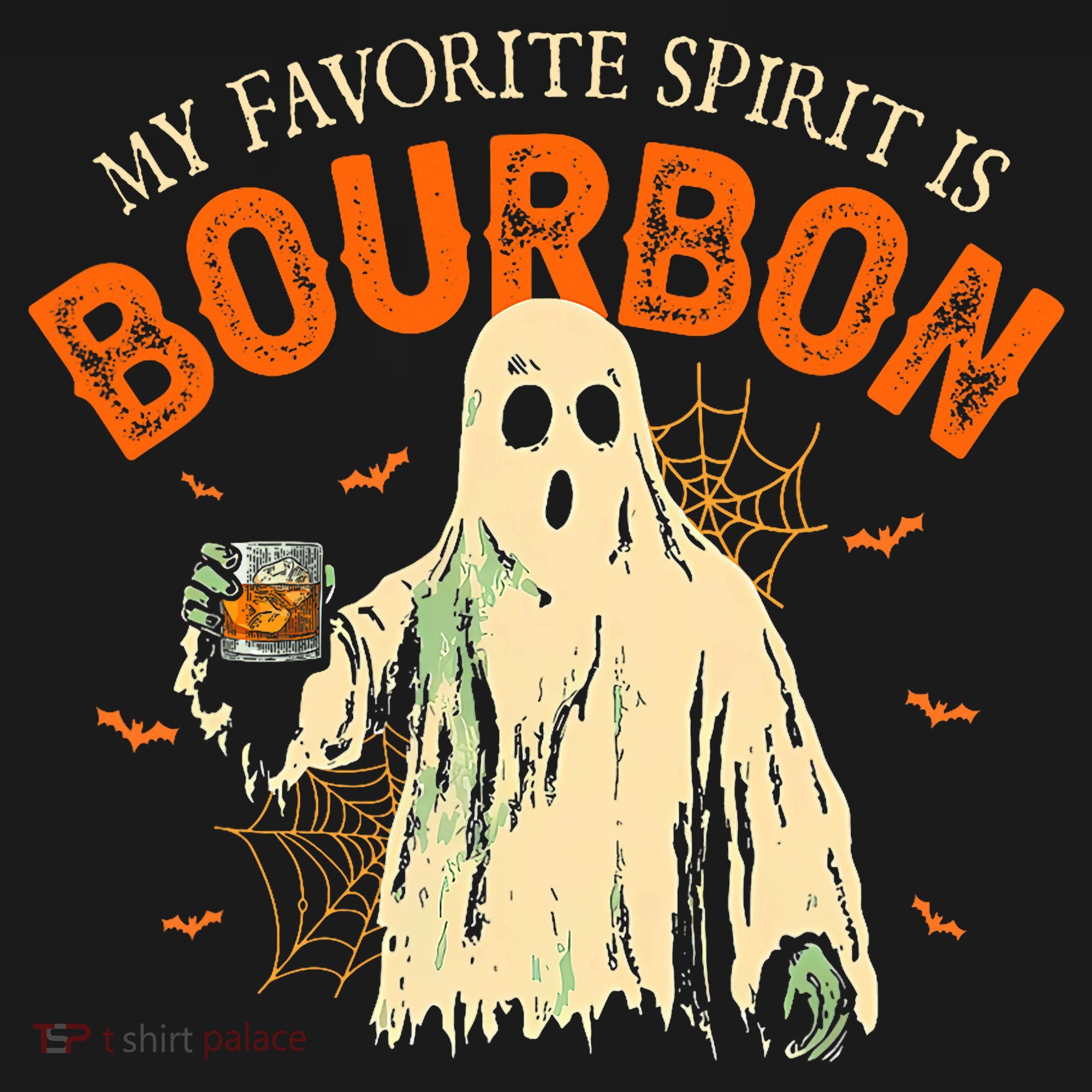 My Favorite Spirit Is Bourbon Funny Ghost Halloween Costume Kids Long Sleeve Shirt