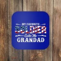 My Favorite Soldier Calls Me Grandad Gift Fathers Day Gift Coaster thumb 0
