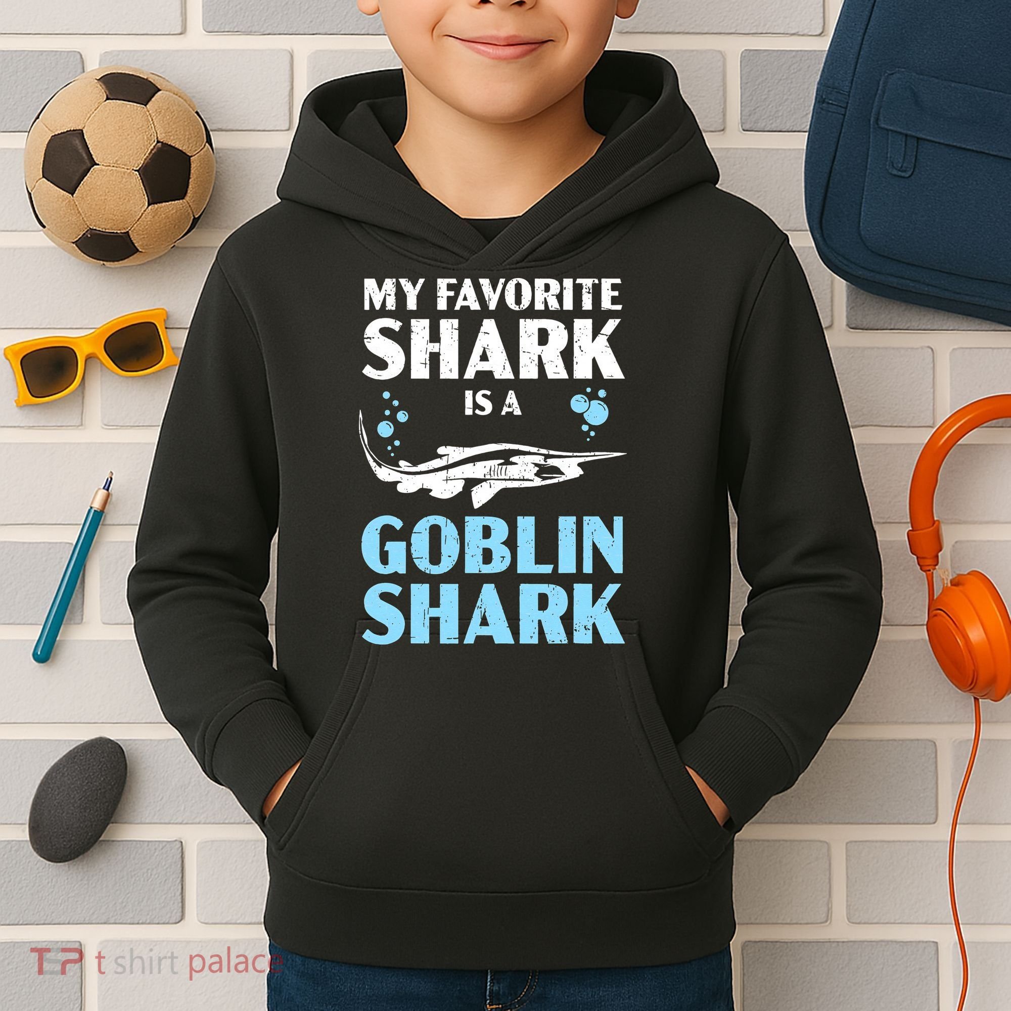 My Favorite Shark Is A Goblin Shark Animal Lover Kids Hoodie