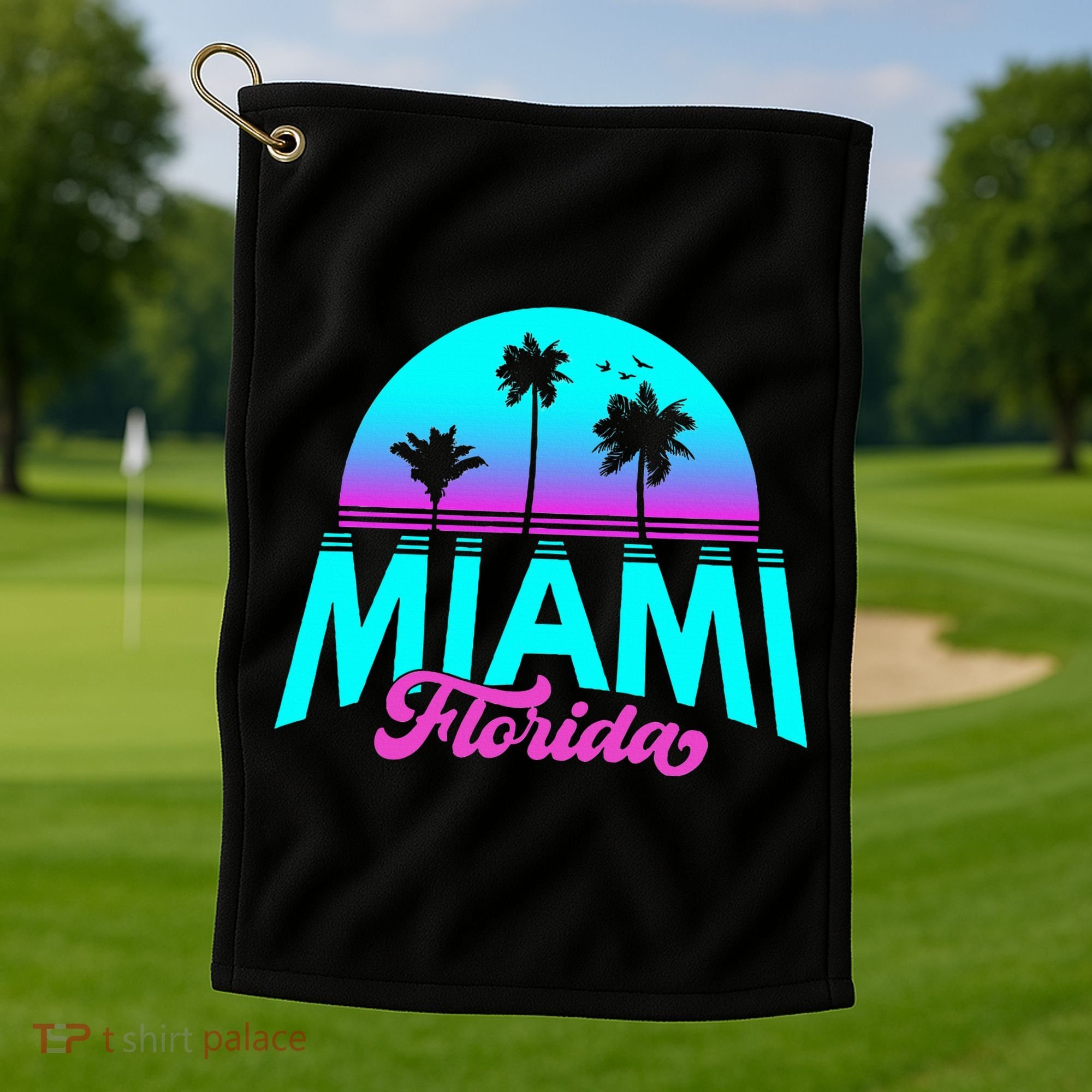 Miami Florida Sunset Golf Towel