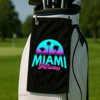 Miami Florida Sunset Golf Towel thumb 2