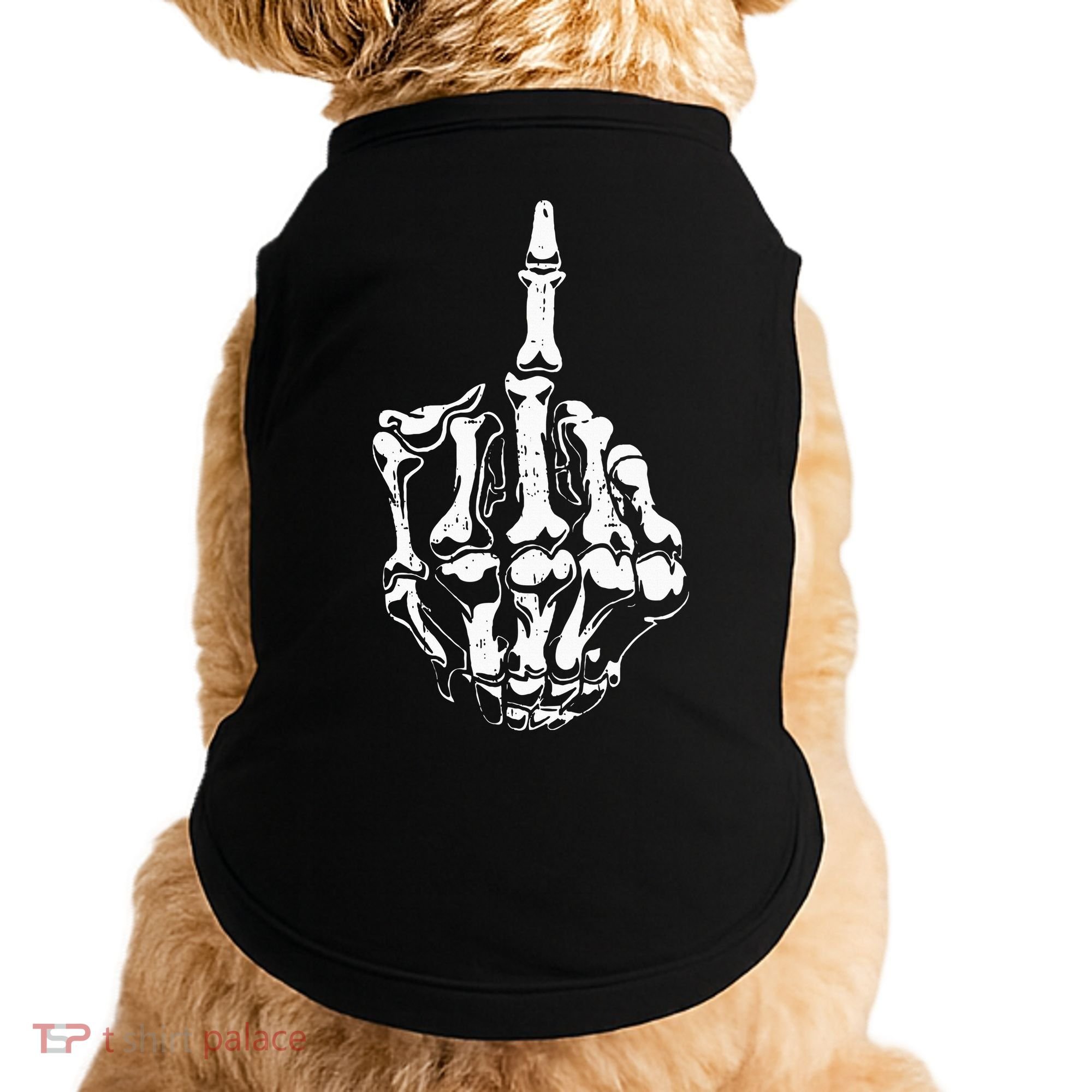 Middle Finger Skeleton Hand Halloween Costume for Adults Doggie Tank
