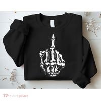 Middle Finger Skeleton Hand Halloween Costume for Adults Sweatshirt thumb 2