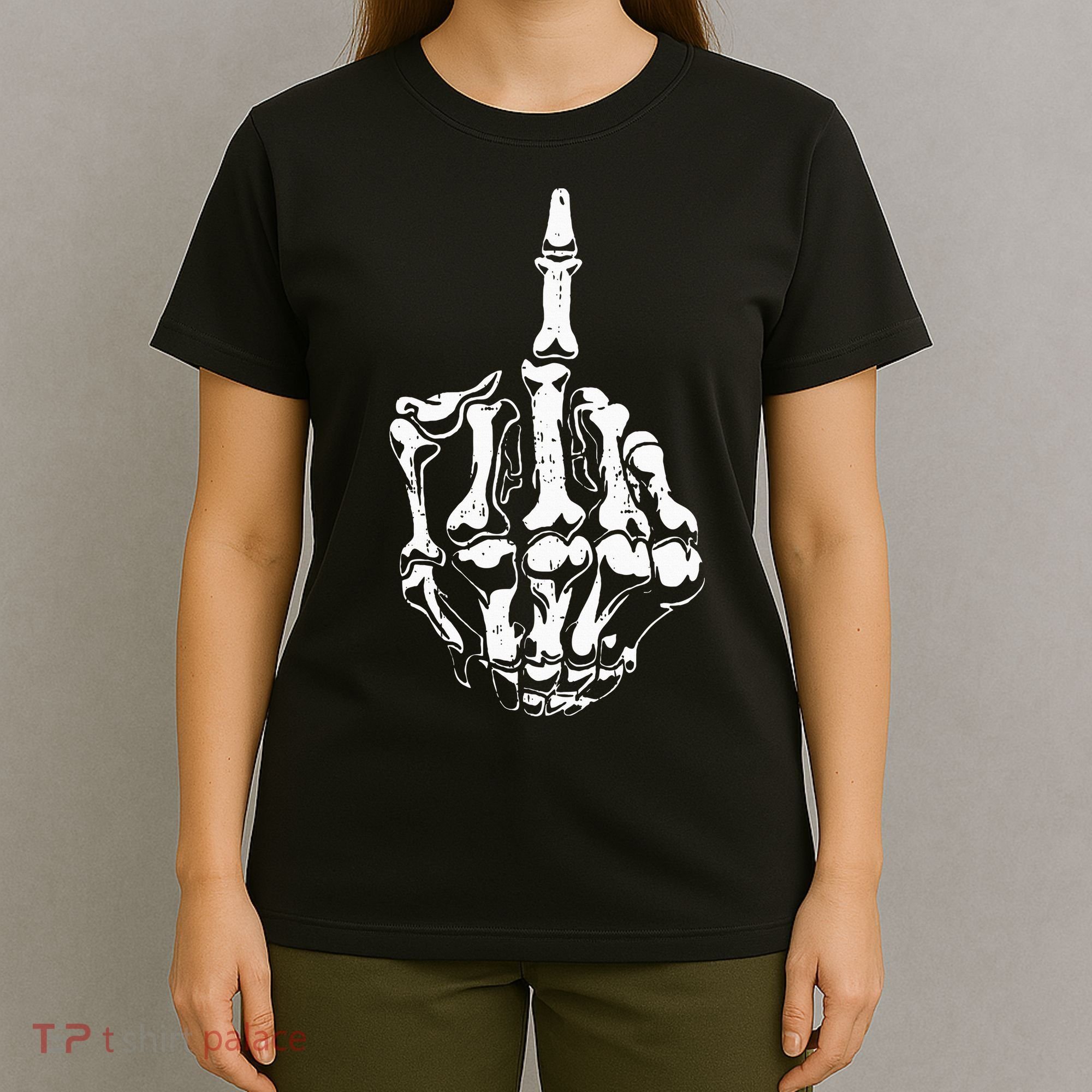 Middle Finger Skeleton Hand Halloween Costume for Adults T-Shirt
