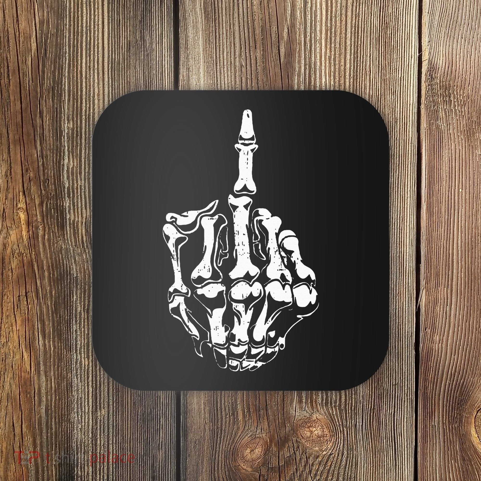 Middle Finger Skeleton Hand Halloween Costume for Adults Coaster