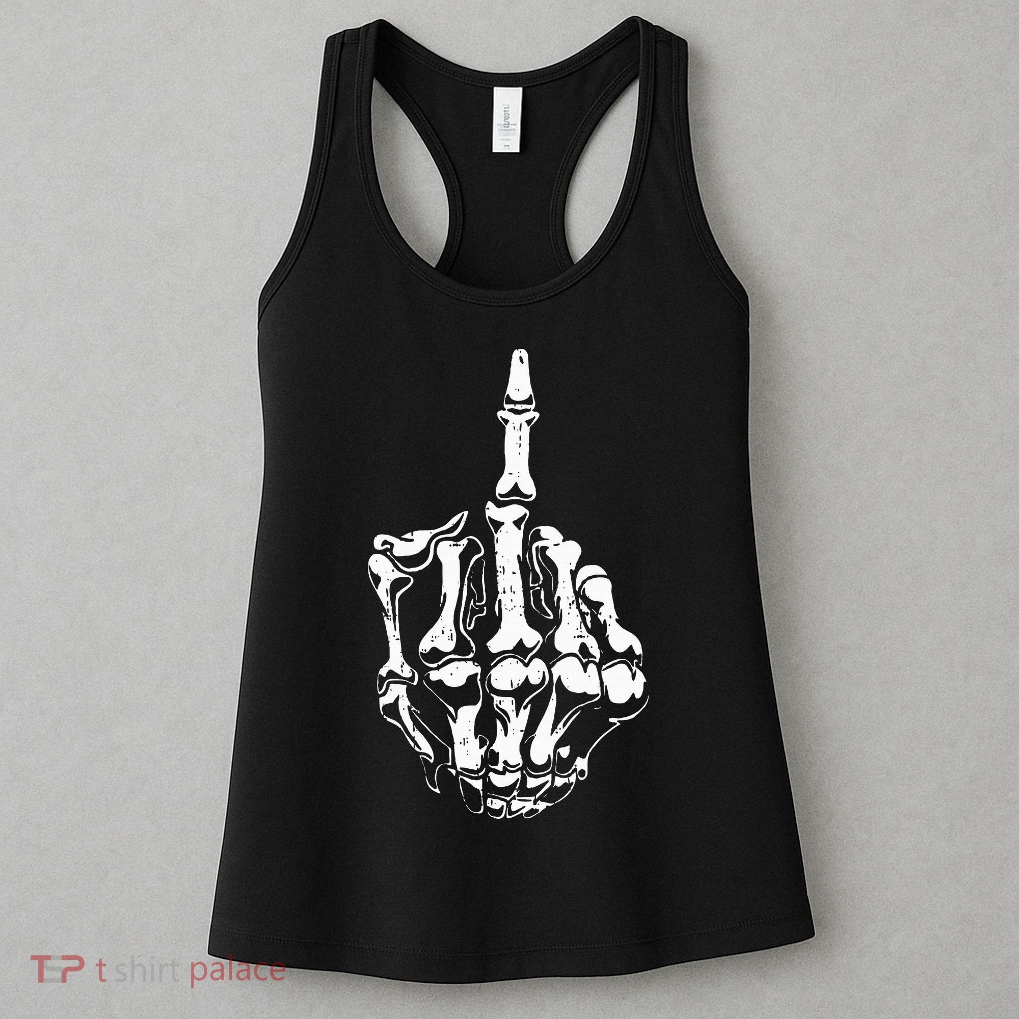 Middle Finger Skeleton Hand Halloween Costume for Adults Women's Tank Top