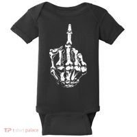 Middle Finger Skeleton Hand Halloween Costume for Adults Baby Bodysuit thumb 0