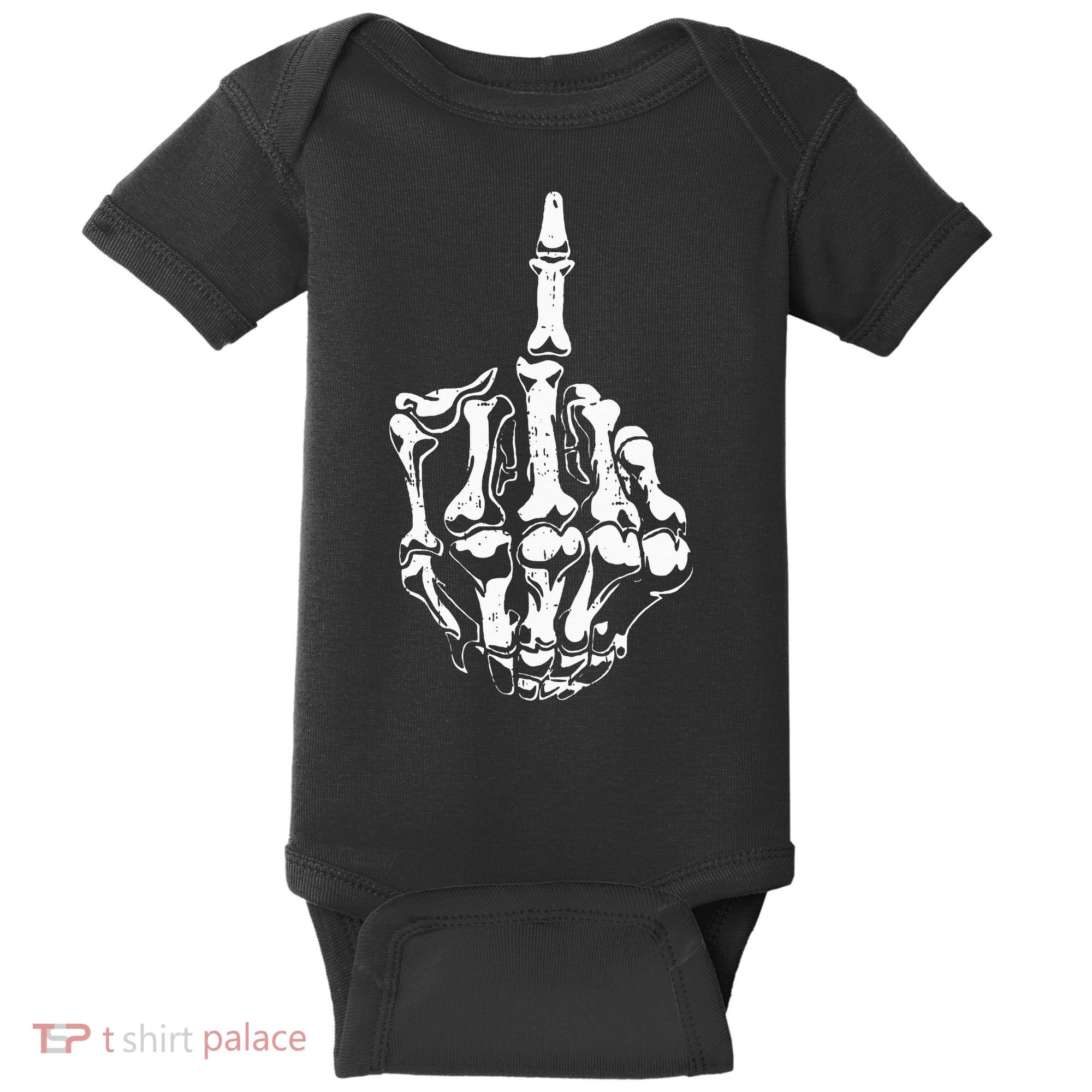 Middle Finger Skeleton Hand Halloween Costume for Adults Baby Bodysuit