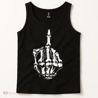 Middle Finger Skeleton Hand Halloween Costume for Adults Tank Top thumb 2