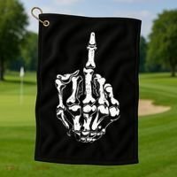 Middle Finger Skeleton Hand Halloween Costume for Adults Golf Towel thumb 1