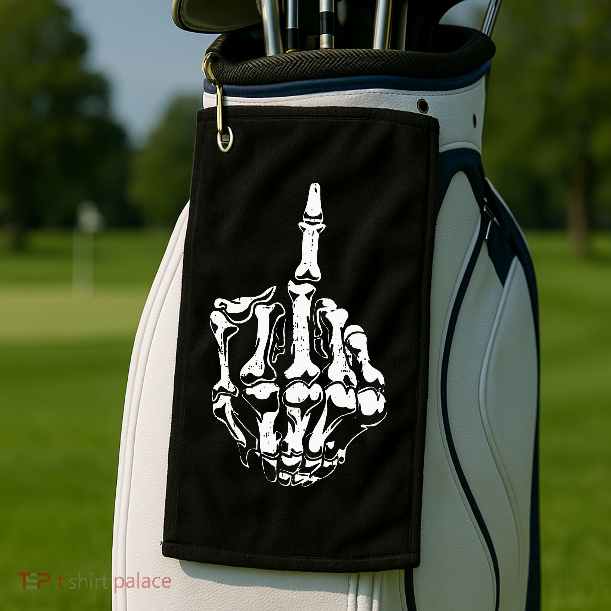 Middle Finger Skeleton Hand Halloween Costume for Adults Golf Towel