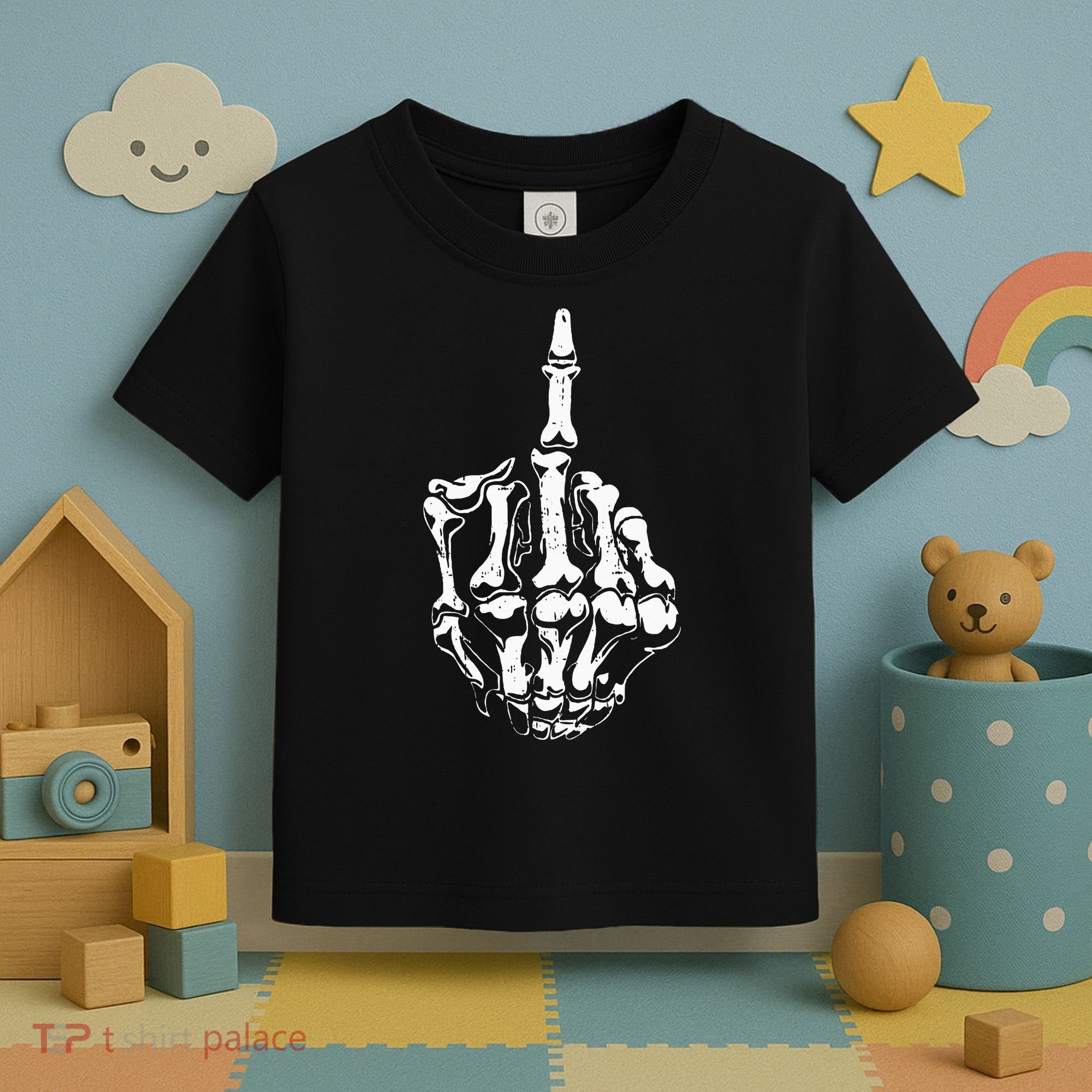 Middle Finger Skeleton Hand Halloween Costume for Adults Toddler T-Shirt