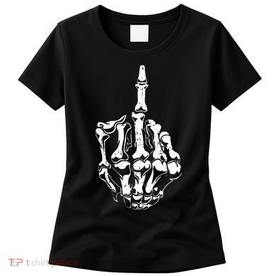 Middle Finger Skeleton Hand Halloween Costume for Adults Women's T-Shirt
