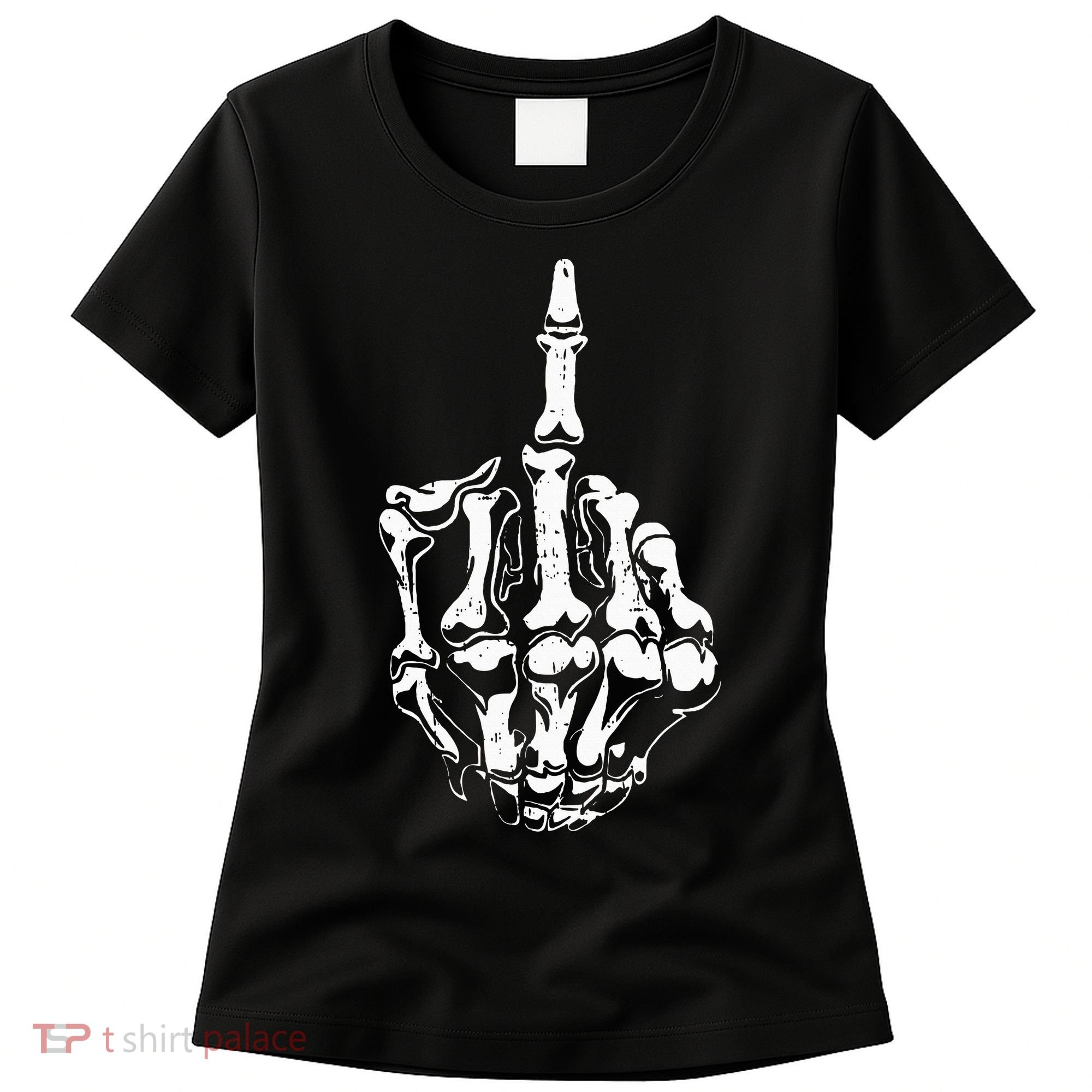 Middle Finger Skeleton Hand Halloween Costume for Adults Women's T-Shirt