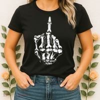 Middle Finger Skeleton Hand Halloween Costume for Adults Women's T-Shirt thumb 2