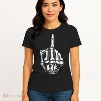 Middle Finger Skeleton Hand Halloween Costume for Adults Women's T-Shirt thumb 4