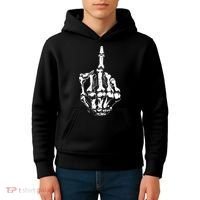 Middle Finger Skeleton Hand Halloween Costume for Adults Kids Hoodie thumb 4