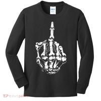 Middle Finger Skeleton Hand Halloween Costume for Adults Kids Long Sleeve Shirt thumb 0