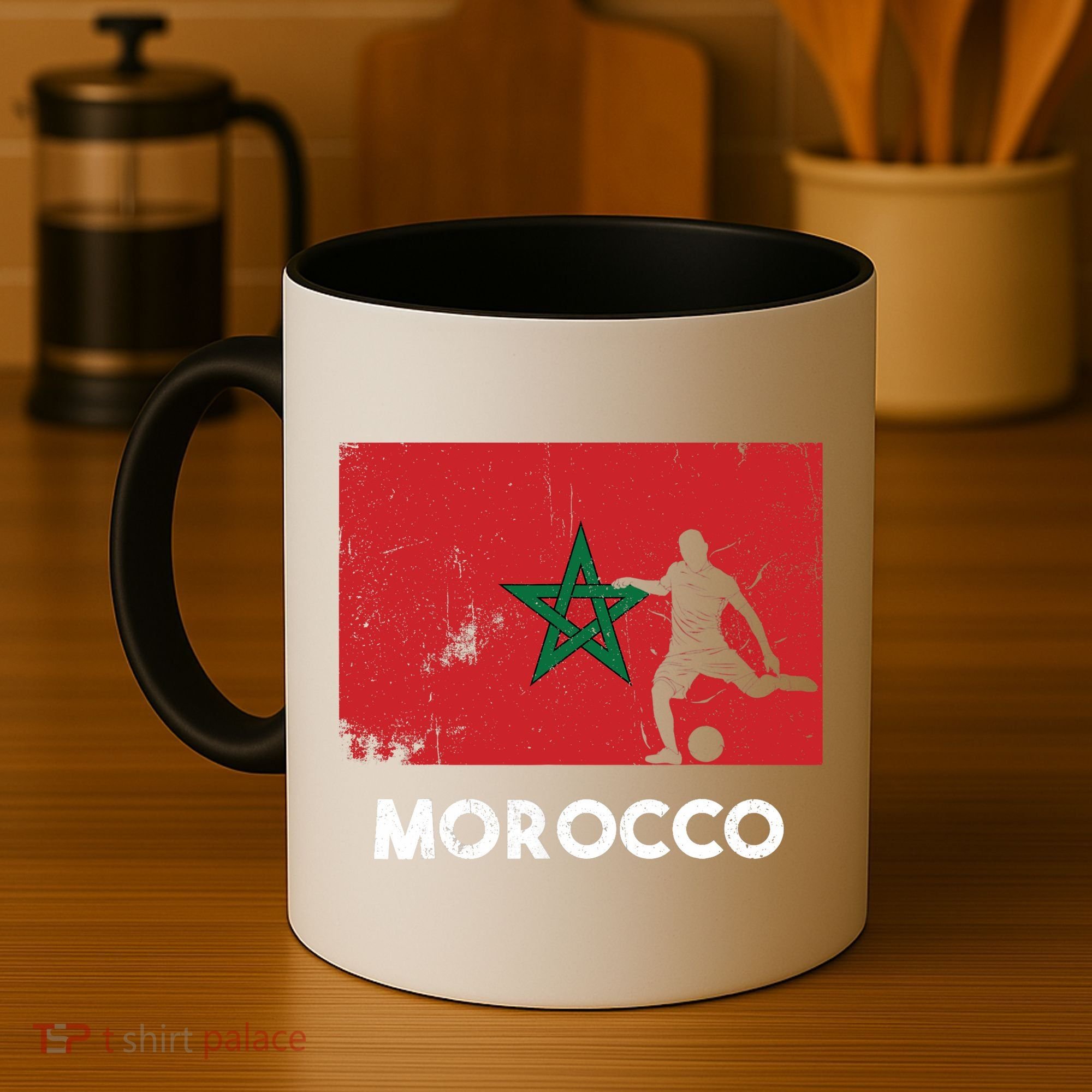Morocco Flag Soccer Football Jersey Morocco Fan Coffee Mug